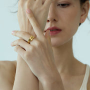 18K Gold Chunky Double Band Open Ring